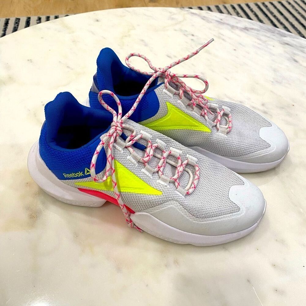 Reebok 3D Ultralite Neon & White Sneakers Tennis Shoes sz 9